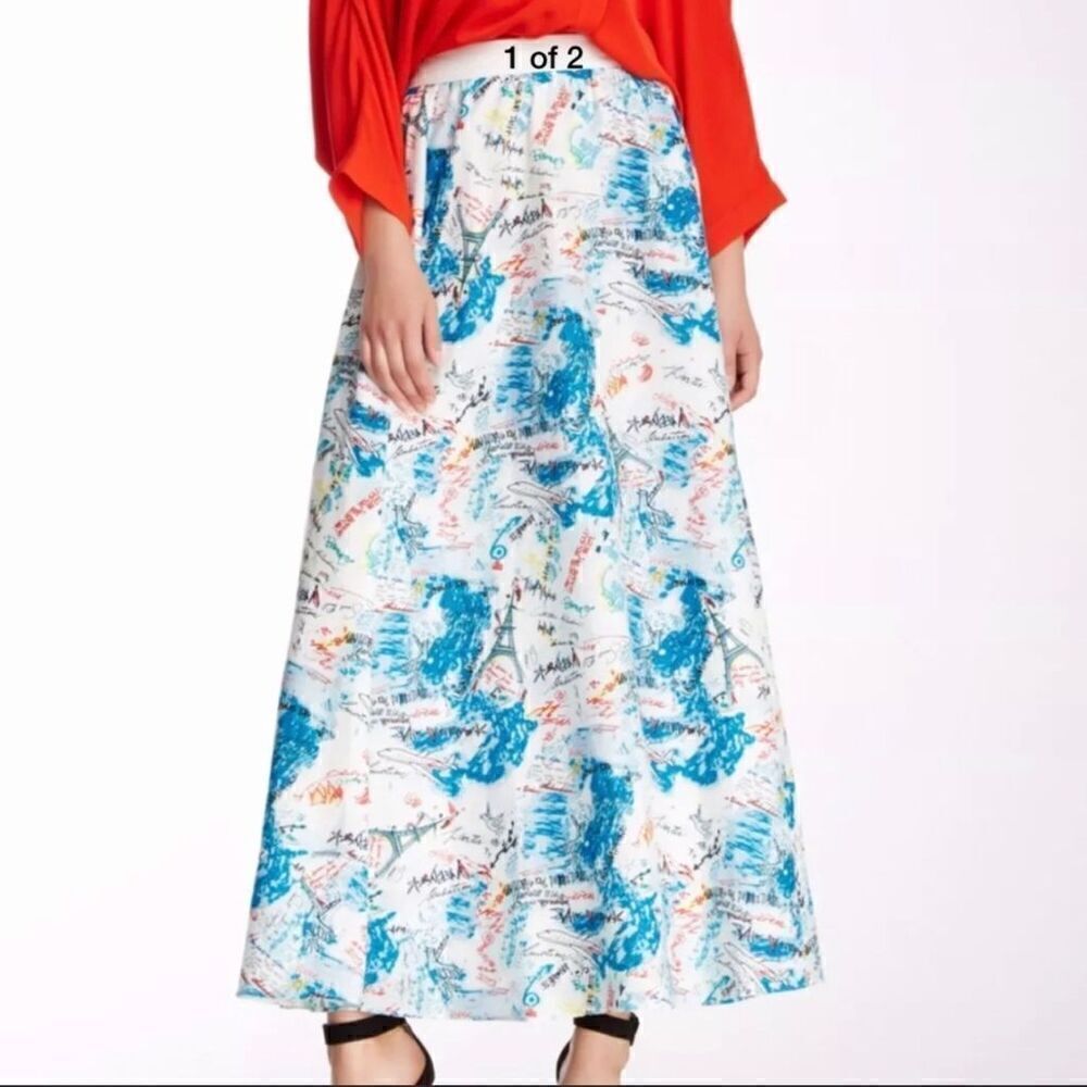 NWT Catherine Malandrino Flash Maxi silk blend Skirt.